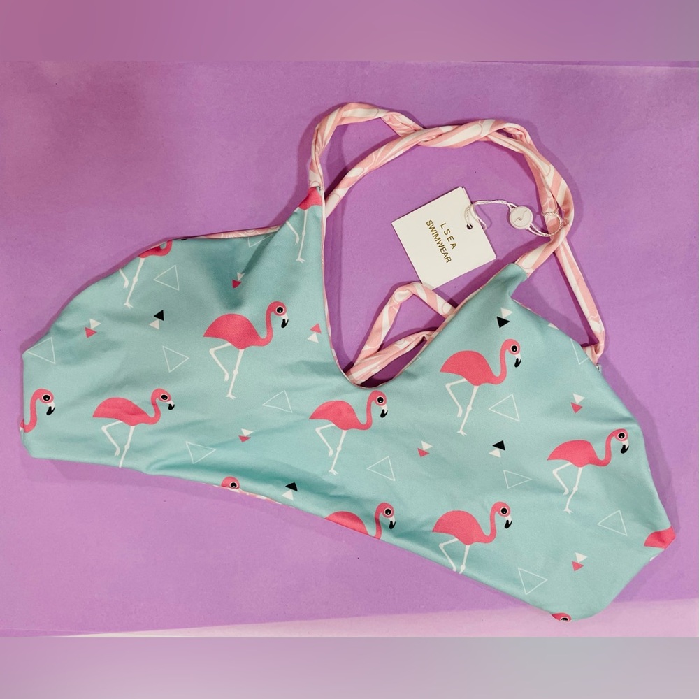 NWT! Flamingo Print Bikini Top